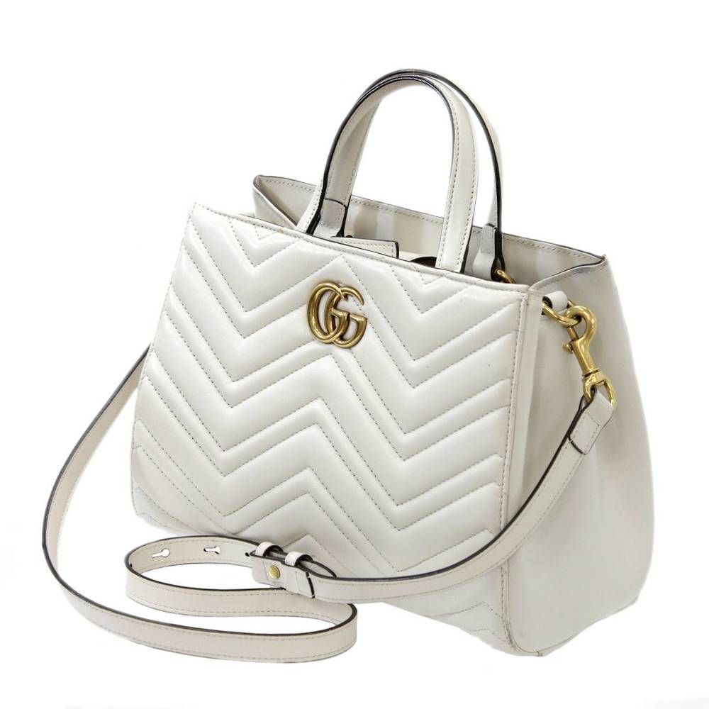 Gucci GG Marmont 2WAY Shoulder Bag Handbag Off-White KS AB Rank